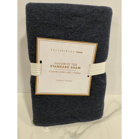 Pottery Barn Teen Favorite Tee Standard Sham Charcoal Gray 20x26 NWT - Picture 3 of 5